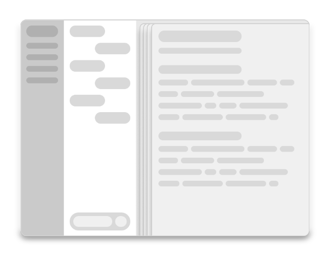 Layered sheets of data inside the agent chat interface